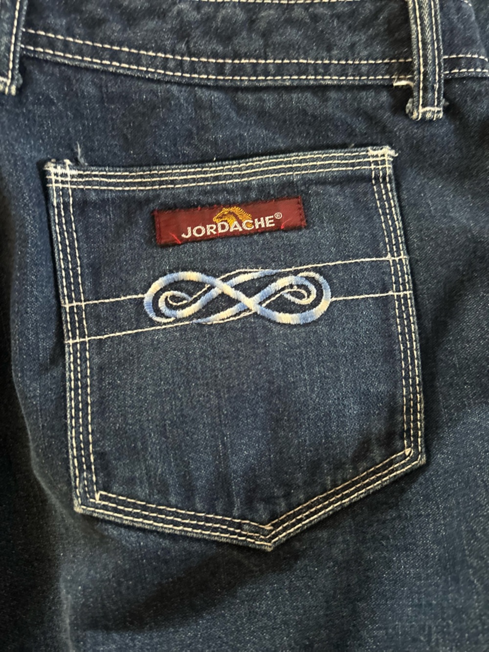 Vintage 80's Jordache Dark Denim Blue with Embroidered Pockets Size 36 - Picture 6 of 12